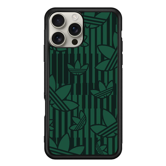 Adidas Dark Green Pattern iPhone 16 Pro Max Case | Durable Everyday Protective Cover