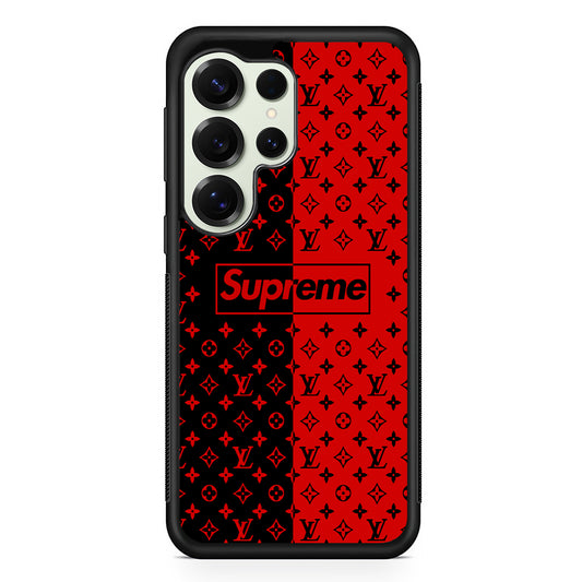 Louis Vuitton X Supreme Red Black Samsung Galaxy S25 Ultra Case | Slim Rubber Case for Samsung Galaxy S25 Ultra