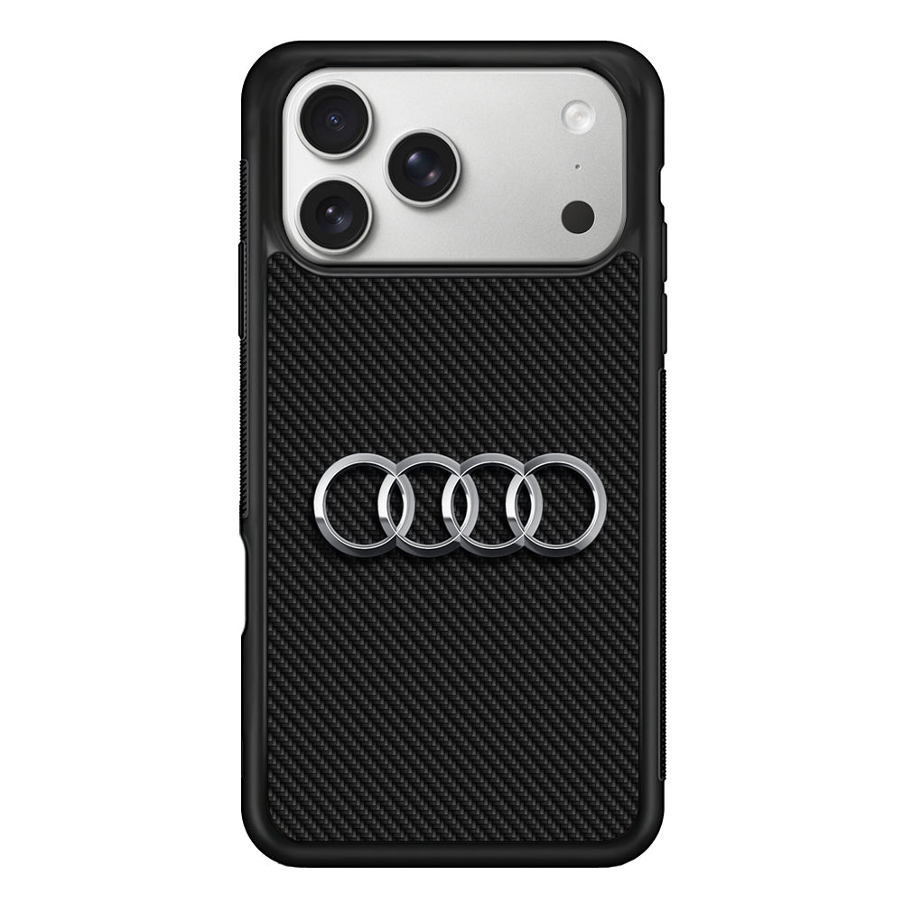 Audi Metal Against a Dark Carbon iPhone 17 Pro Case | Slim Rubber Case for iPhone 17 Pro