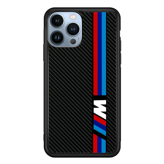 BMW M Carbon Tricolor Stripes iPhone 13 Pro Max Case | Slim Rubber Case for iPhone 13 Pro Max