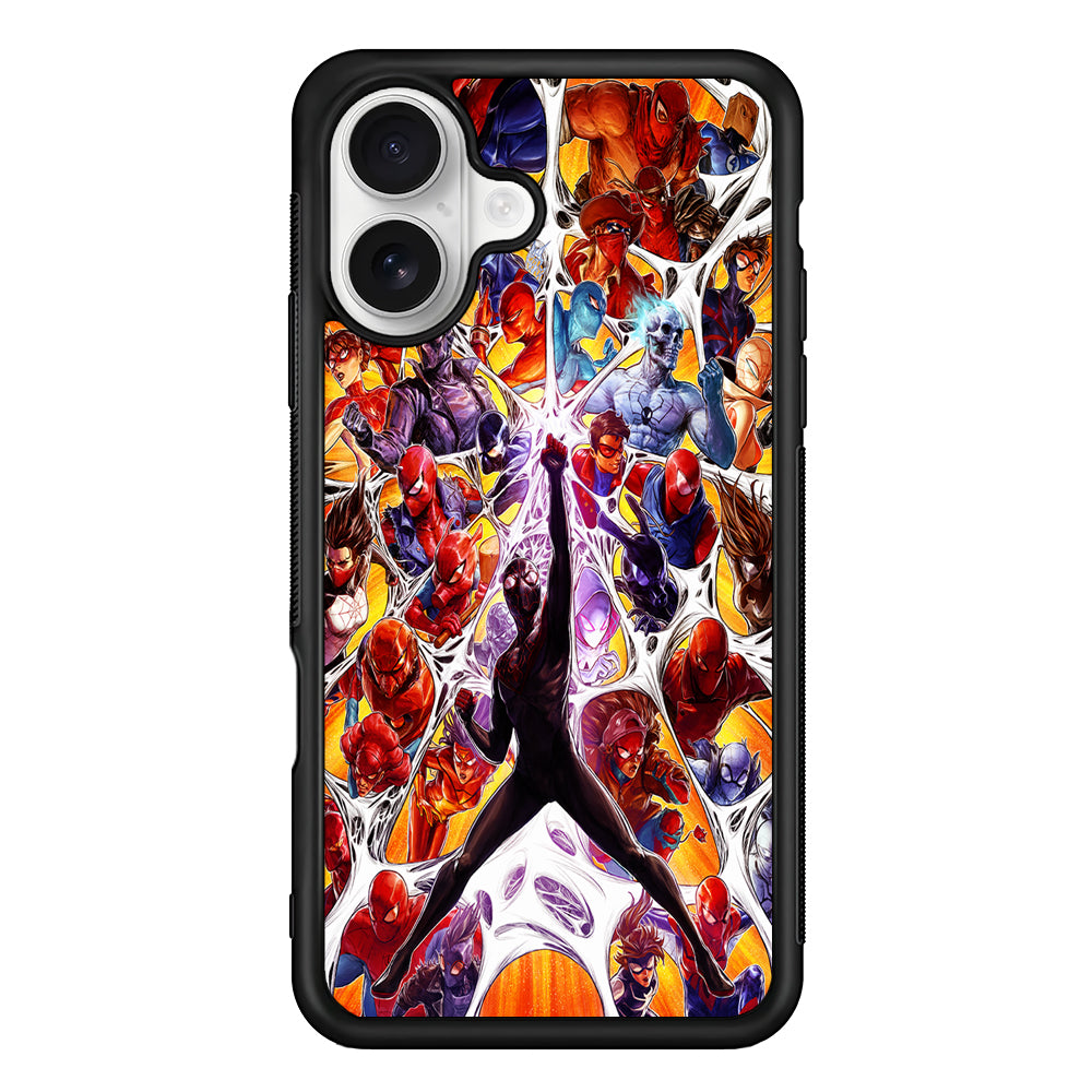 Spider-Man Multiverse Art iPhone 16 Plus Case | Durable Protective Rubber Cover
