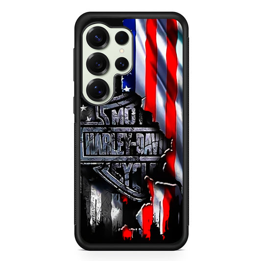 Harley Davidson American Flag Samsung Galaxy S25 Ultra Case | Durable Rubber Case for Samsung Galaxy S25 Ultra