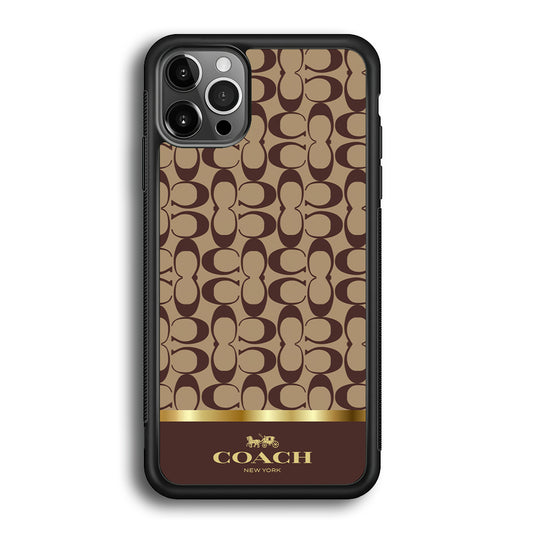 Coach Brown Gold Line iPhone 12 Pro Max Case | Slim Rubber Case for iPhone 12 Pro Max