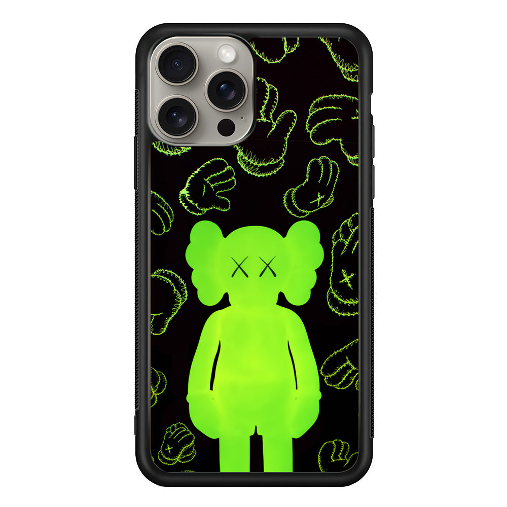 Kaws Doll Glowing Green iPhone 15 Pro Case | Slim Rubber Case for iPhone 15 Pro