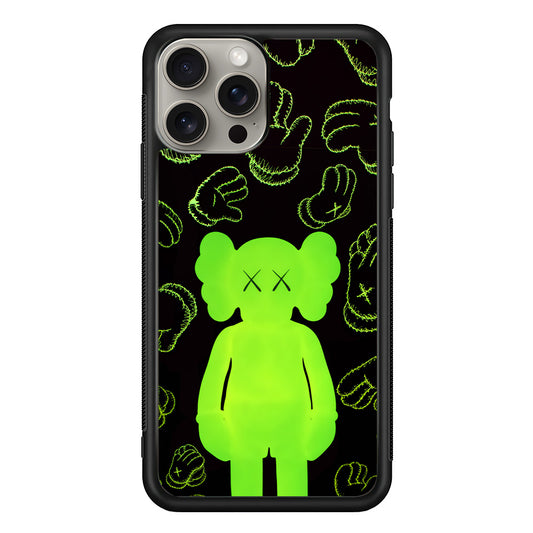 Kaws Doll Glowing Green iPhone 15 Pro Case | Slim Rubber Case for iPhone 15 Pro