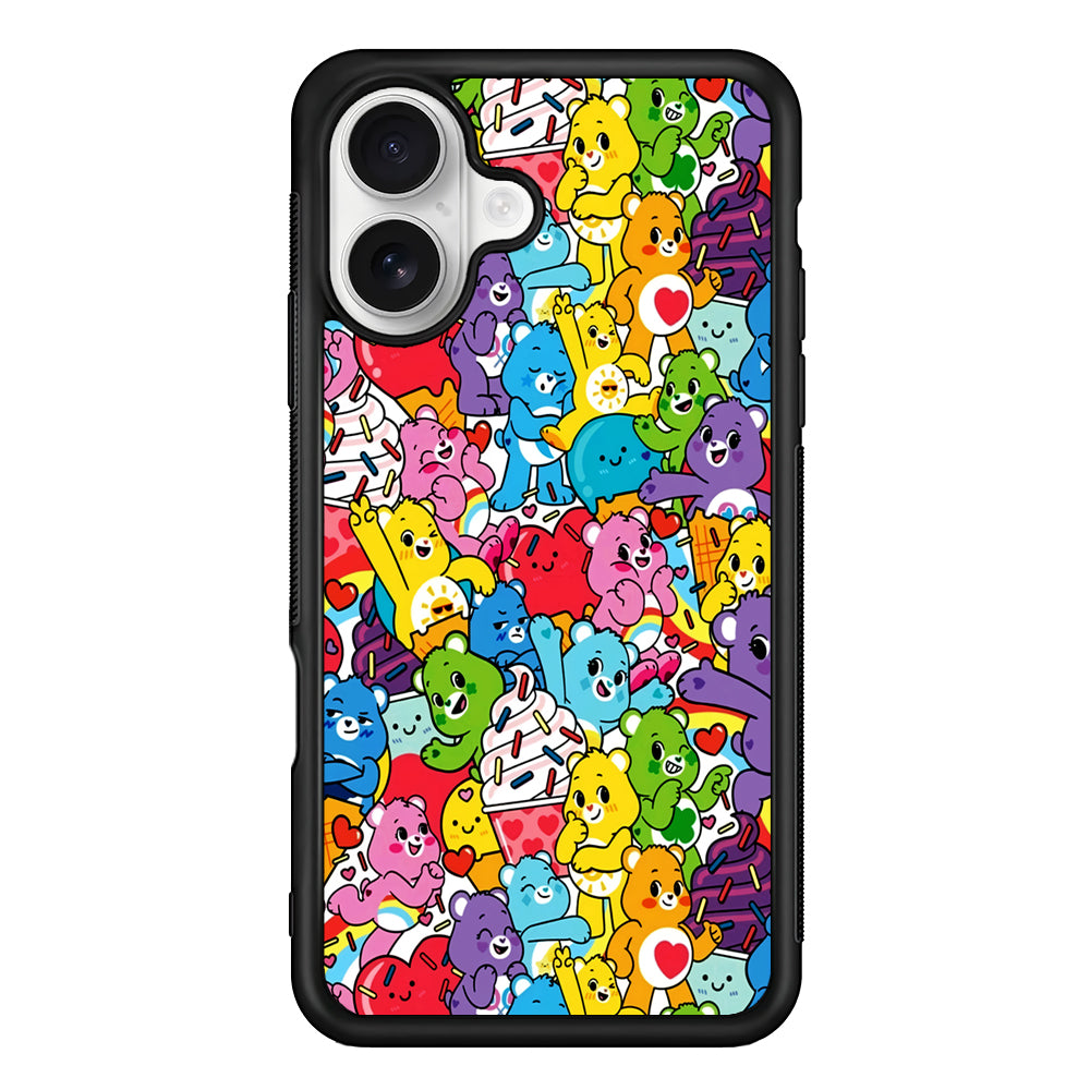 Care Bears Aesthetic Pattern iPhone 16 Plus Case | Durable Protective Rubber Cover
