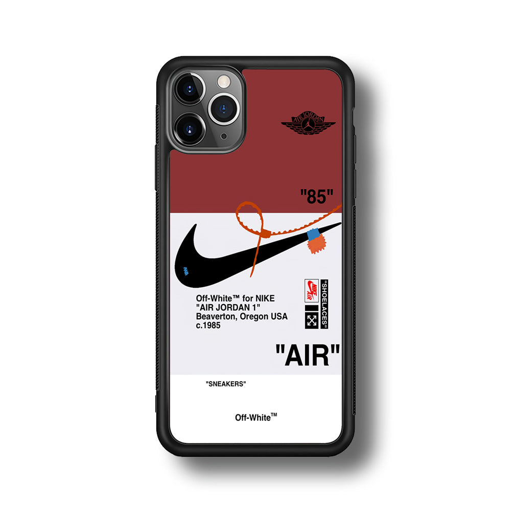 Off White x Nike Air Jordan Red iPhone 11 Pro Max Case | Slim Rubber Case for iPhone 11 Pro Max
