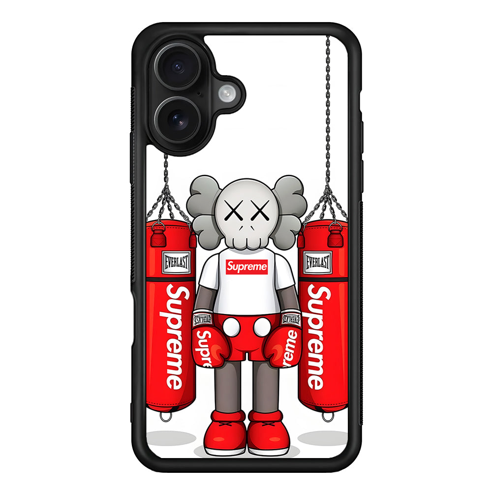 Kaws X Supreme Boxing Hypebeast iPhone 16 Case | Slim Rubber Case for iPhone 16