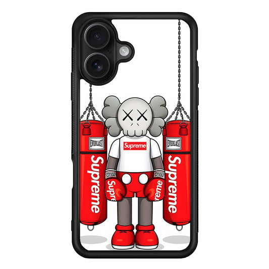 Kaws X Supreme Boxing Hypebeast iPhone 16 Case | Slim Rubber Case for iPhone 16