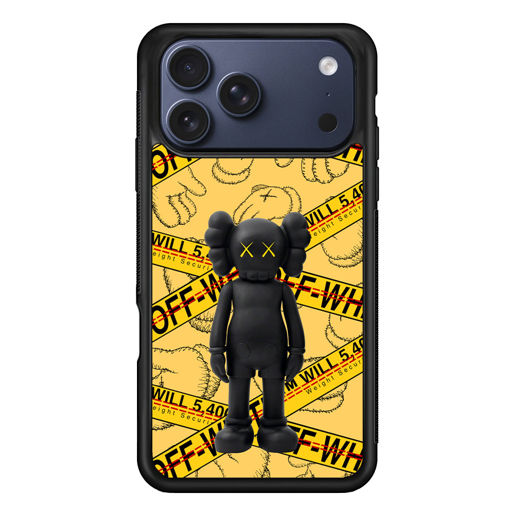 Kaws x Off White Yellow Belt iPhone 17 Pro Max Case | Slim Rubber Case for iPhone 17 Pro Max