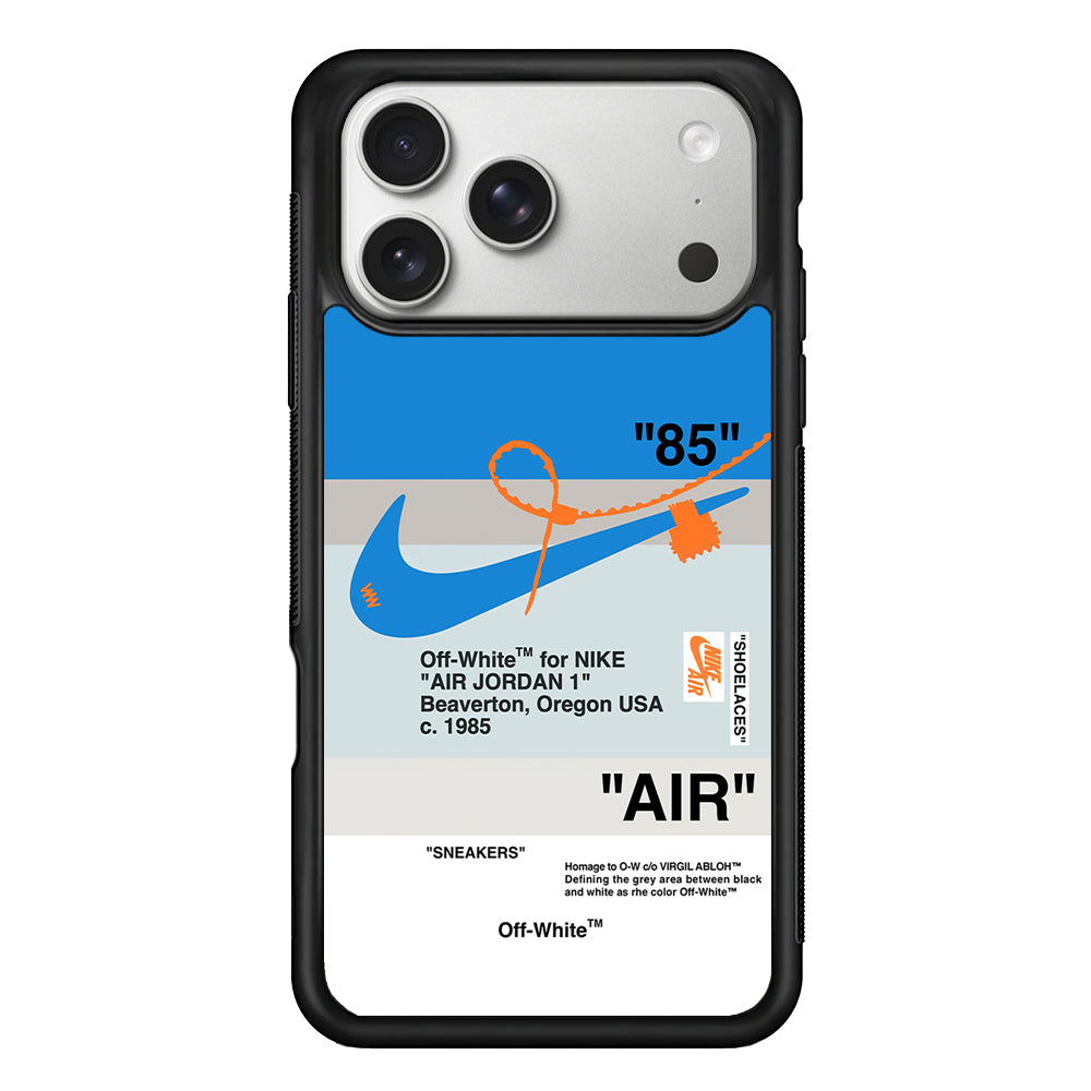 Off White x Nike Air Jordan Blue iPhone 17 Pro Case | Slim Rubber Case for iPhone 17 Pro