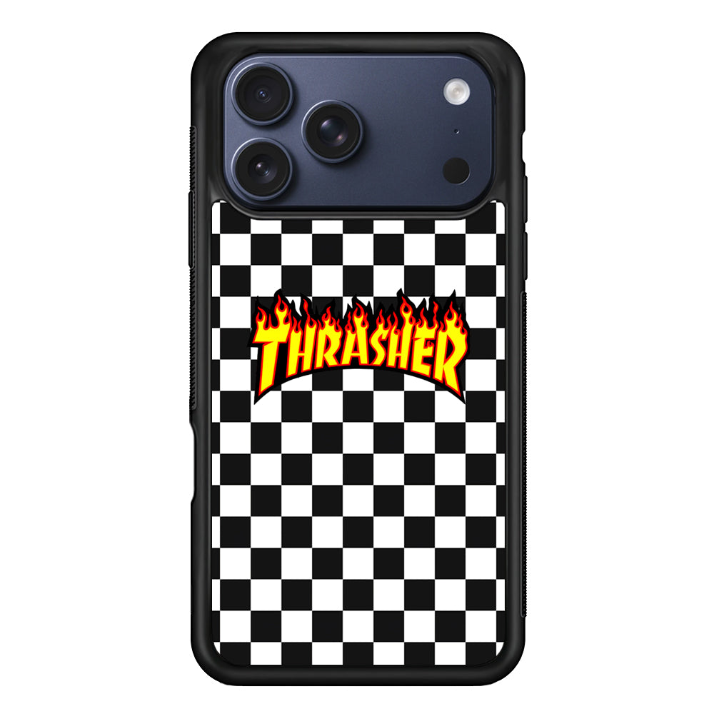 Thrasher Chess Pattern iPhone 17 Pro Max Case | Slim Rubber Case for iPhone 17 Pro Max