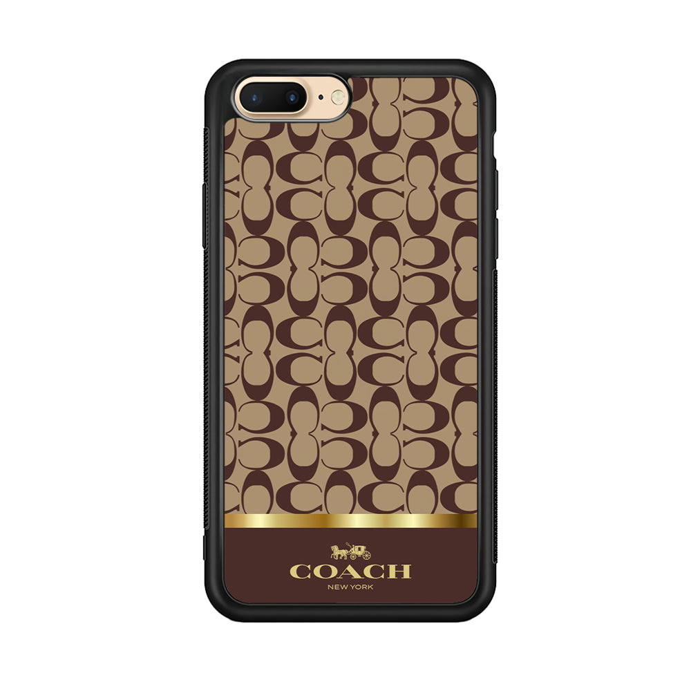 Coach Brown Gold Line iPhone 8 Plus Case | Slim Rubber Case for iPhone 8 Plus