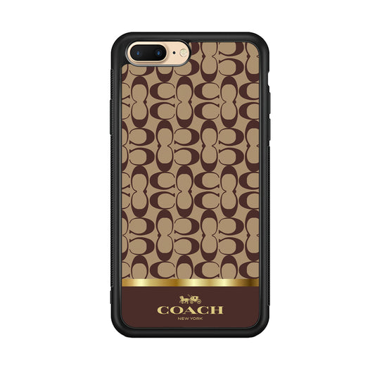 Coach Brown Gold Line iPhone 8 Plus Case | Slim Rubber Case for iPhone 8 Plus