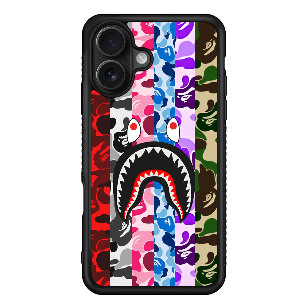 Bape Colorfull Camo iPhone 16 Case | Slim Rubber Case for iPhone 16