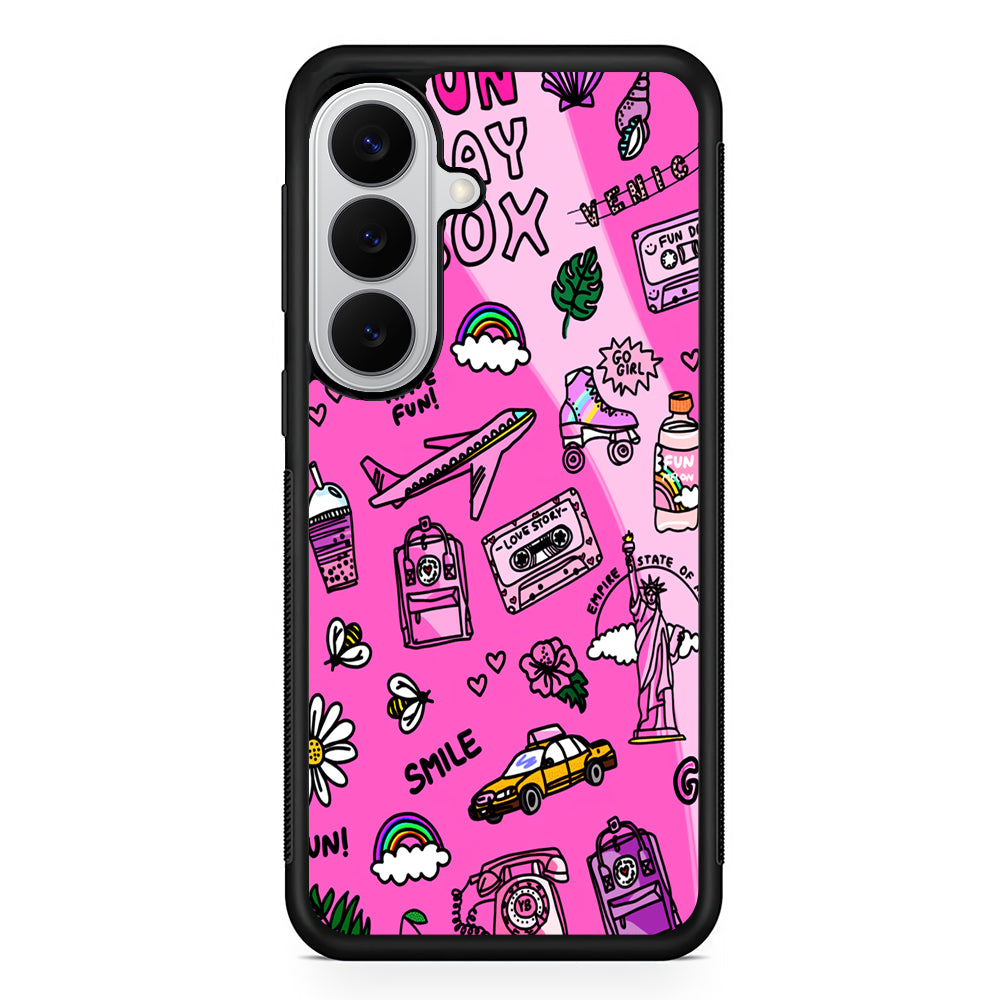 Pink Cute Girly Pattern Samsung Galaxy S26 Case | Protective Rubber Cover