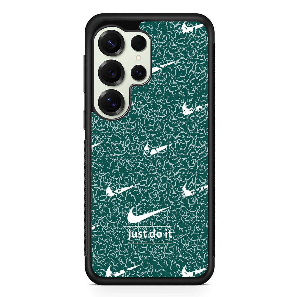 Nike White in Green Patern Samsung Galaxy S25 Ultra Case | Durable Rubber Case for Samsung Galaxy S25 Ultra