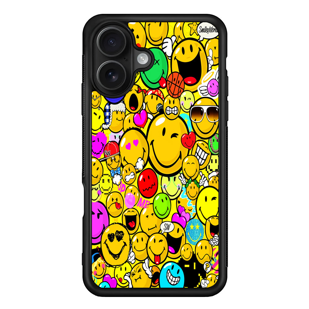 Smiley Face World Colorful iPhone 16 Case - Oxvistore