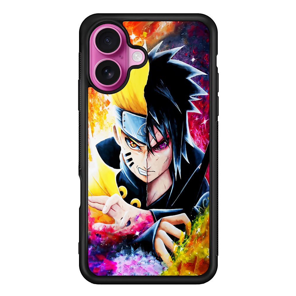 Naruto VS Sasuke Painting Art iPhone 17 Case | Slim Protective Rubber Phone Cover