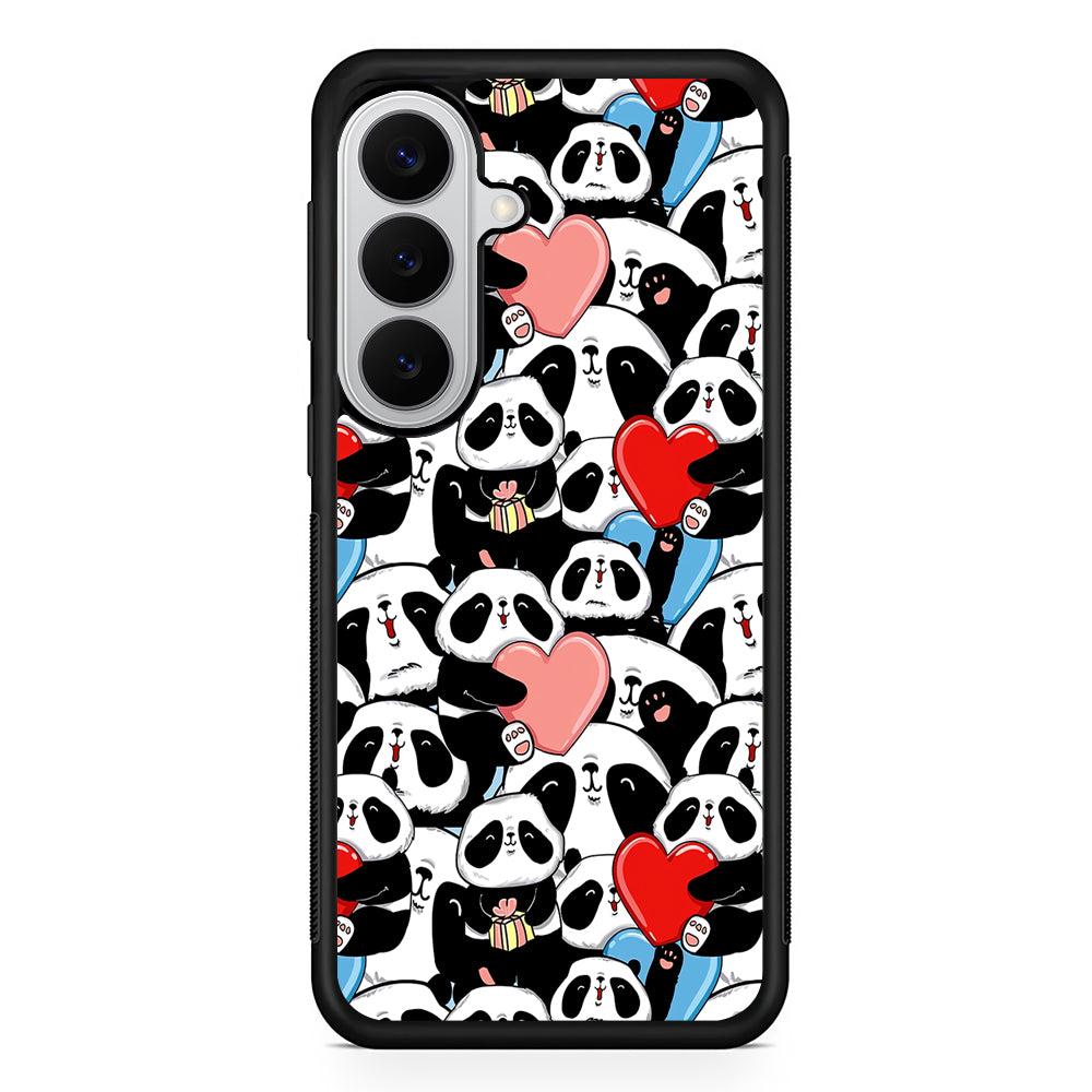 Pink Heart Panda Samsung Galaxy S26 Case | Protective Rubber Cover