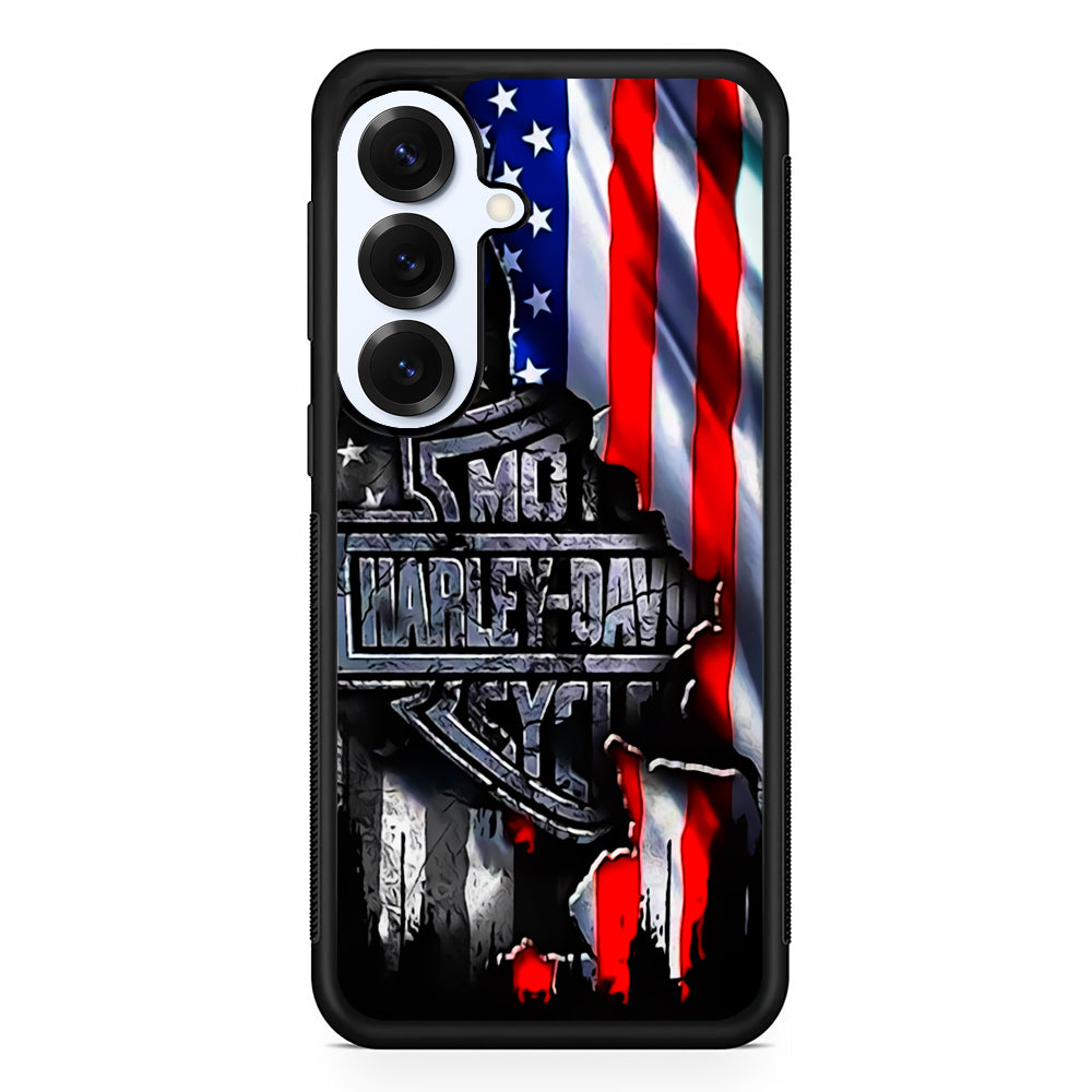 Harley Davidson American Flag Samsung Galaxy S25 Plus Case | Durable Samsung Galaxy S25 Plus Phone Case