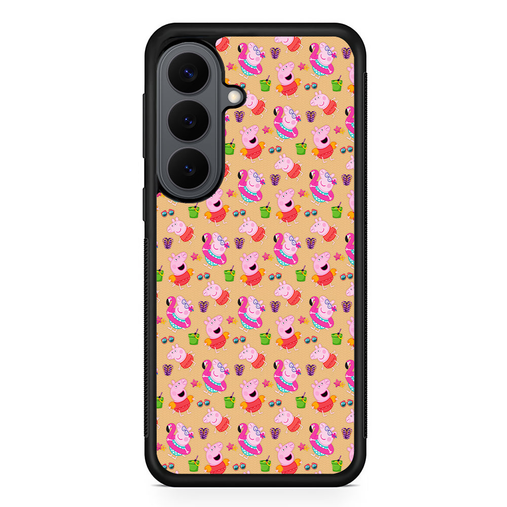 Peppa Pig on The Beach Pattern Samsung Galaxy S26 Plus Case | Slim Rubber Case for Samsung Galaxy S26 Plus