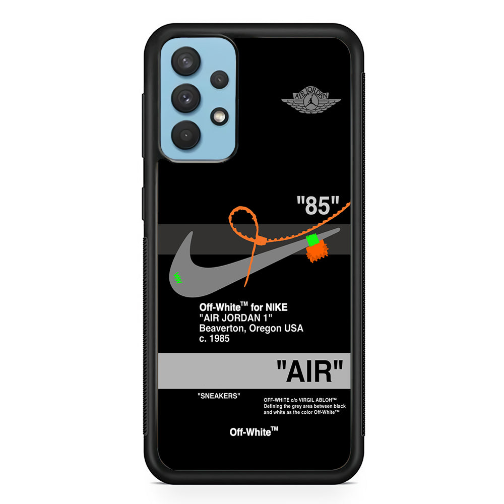 Off White x Nike Air Jordan Black Samsung Galaxy A32 Case | Slim Rubber Case for Samsung Galaxy A32