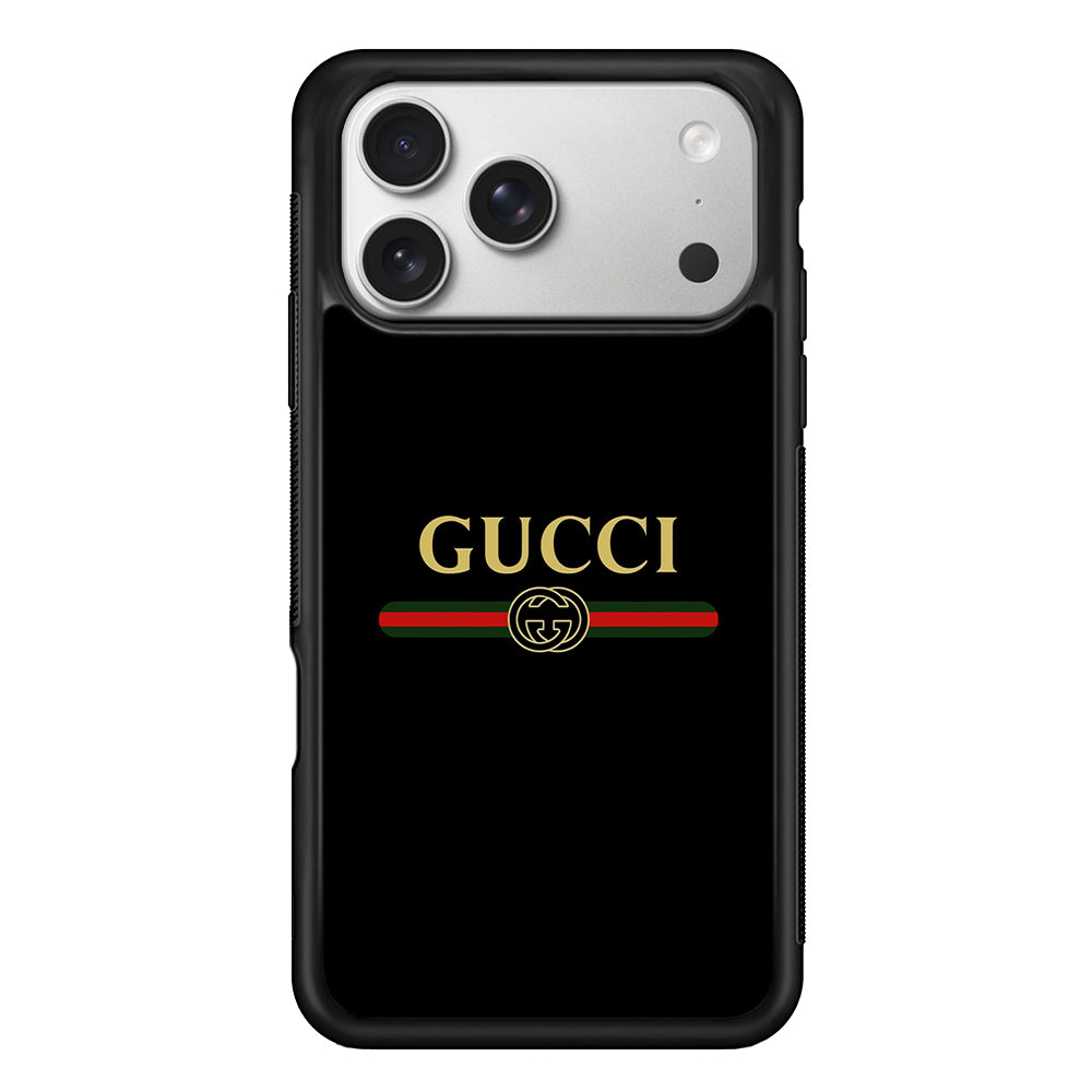 Gucci Logo Black iPhone 17 Pro Case | Slim Rubber Case for iPhone 17 Pro