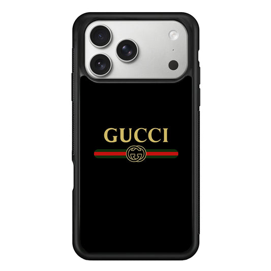 Gucci Logo Black iPhone 17 Pro Case | Slim Rubber Case for iPhone 17 Pro