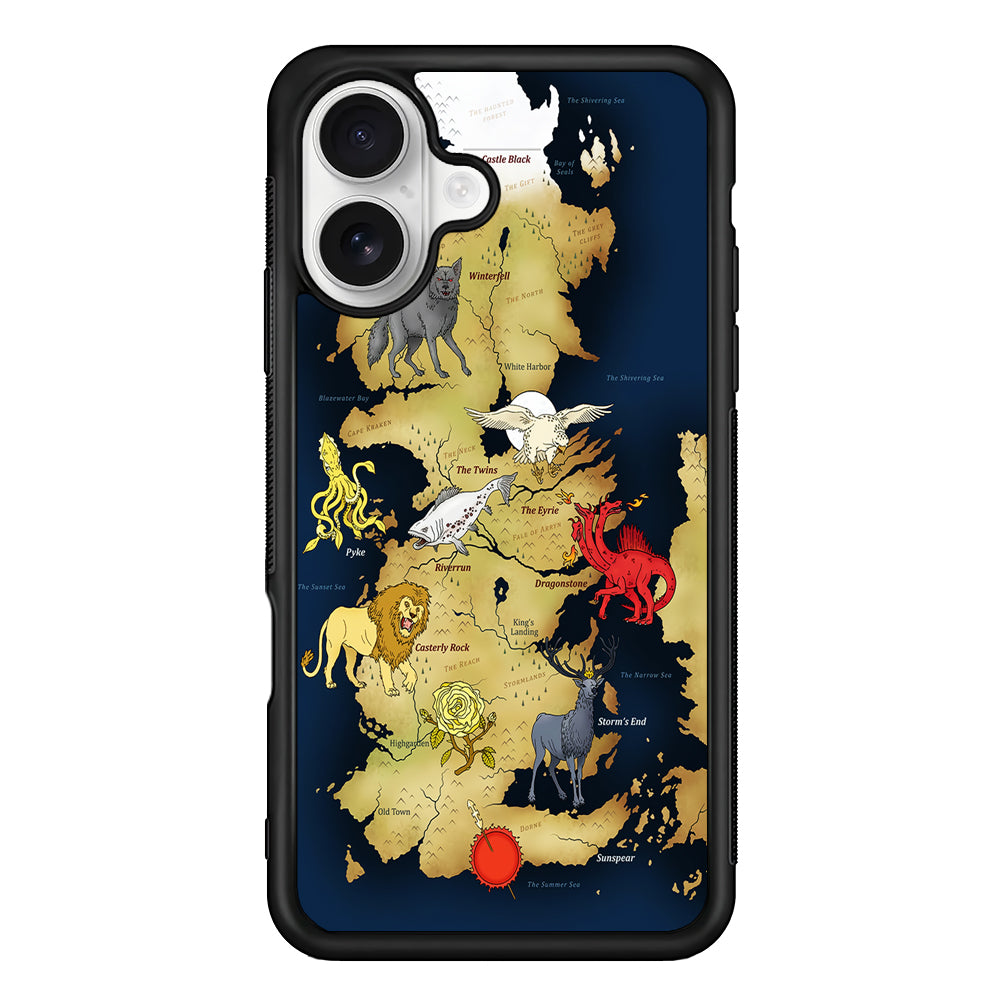 Game of Thrones Map of Westeros iPhone 16 Plus Case | Durable Protective Rubber Cover