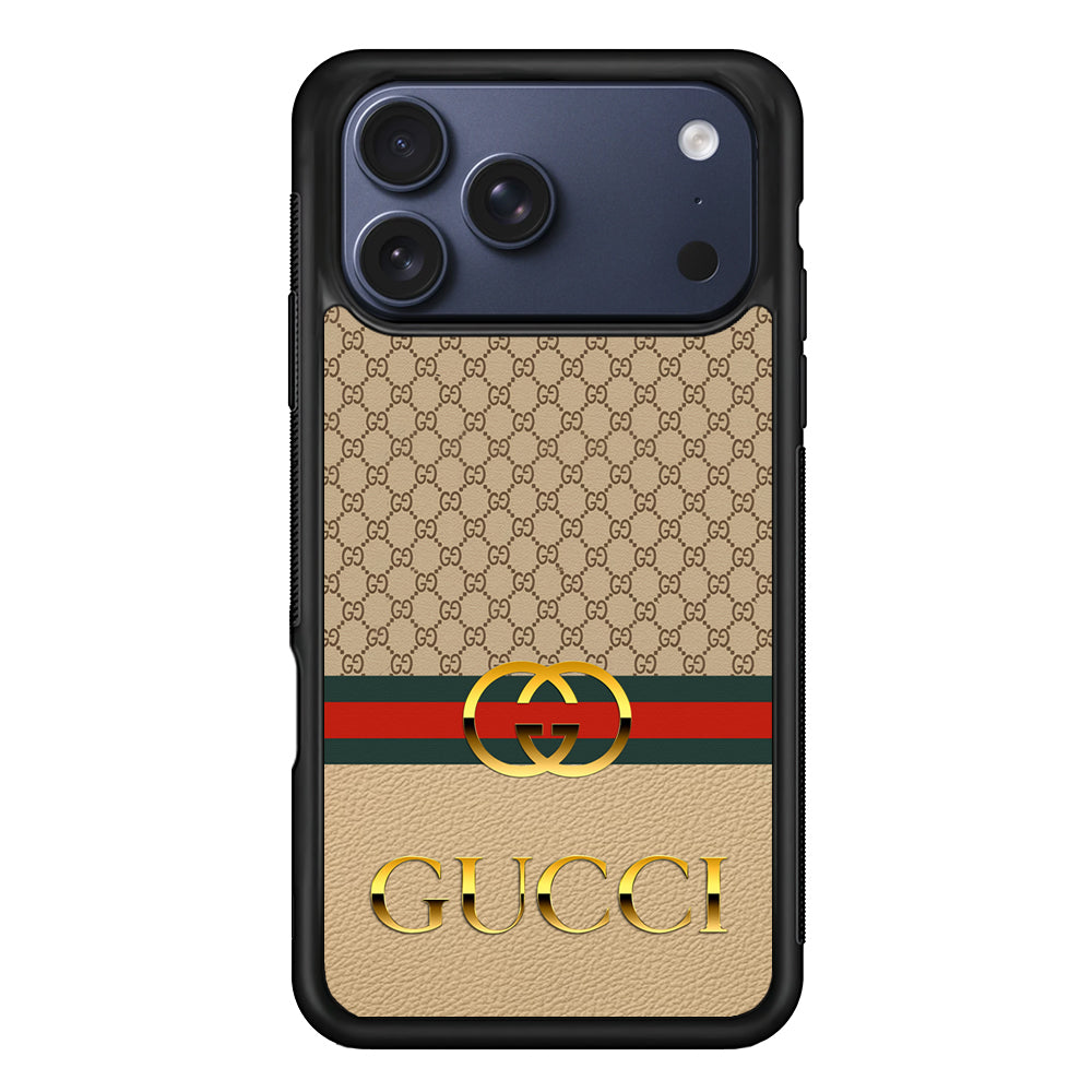 Gucci Gold Clasp iPhone 17 Pro Max Case | Slim Rubber Case for iPhone 17 Pro Max