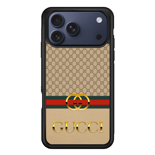Gucci Gold Clasp iPhone 17 Pro Max Case | Slim Rubber Case for iPhone 17 Pro Max
