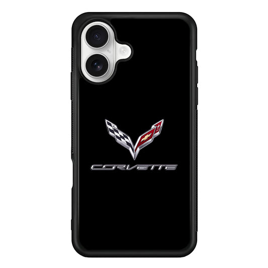 Chevrolet Corvette Logo Black iPhone 16 Plus Case | Slim Rubber Case for iPhone 16 Plus
