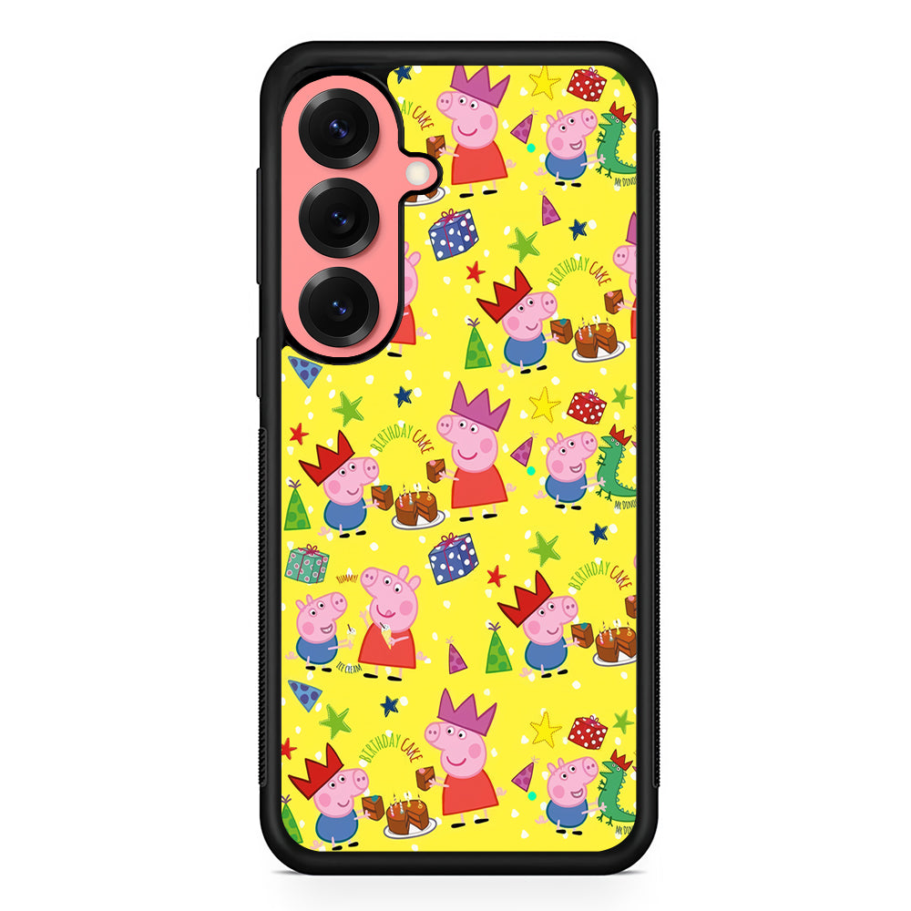 Peppa Pig Happy Birthday Yellow Samsung Galaxy S25 Case | Protective Case for Samsung Galaxy S25
