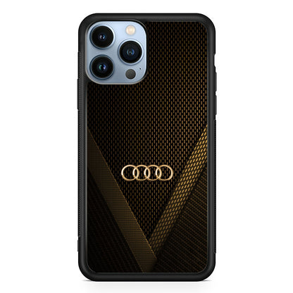 Audi Logo Gold Against a Dark 2D Rubber Phone Case | Durable Phone Case