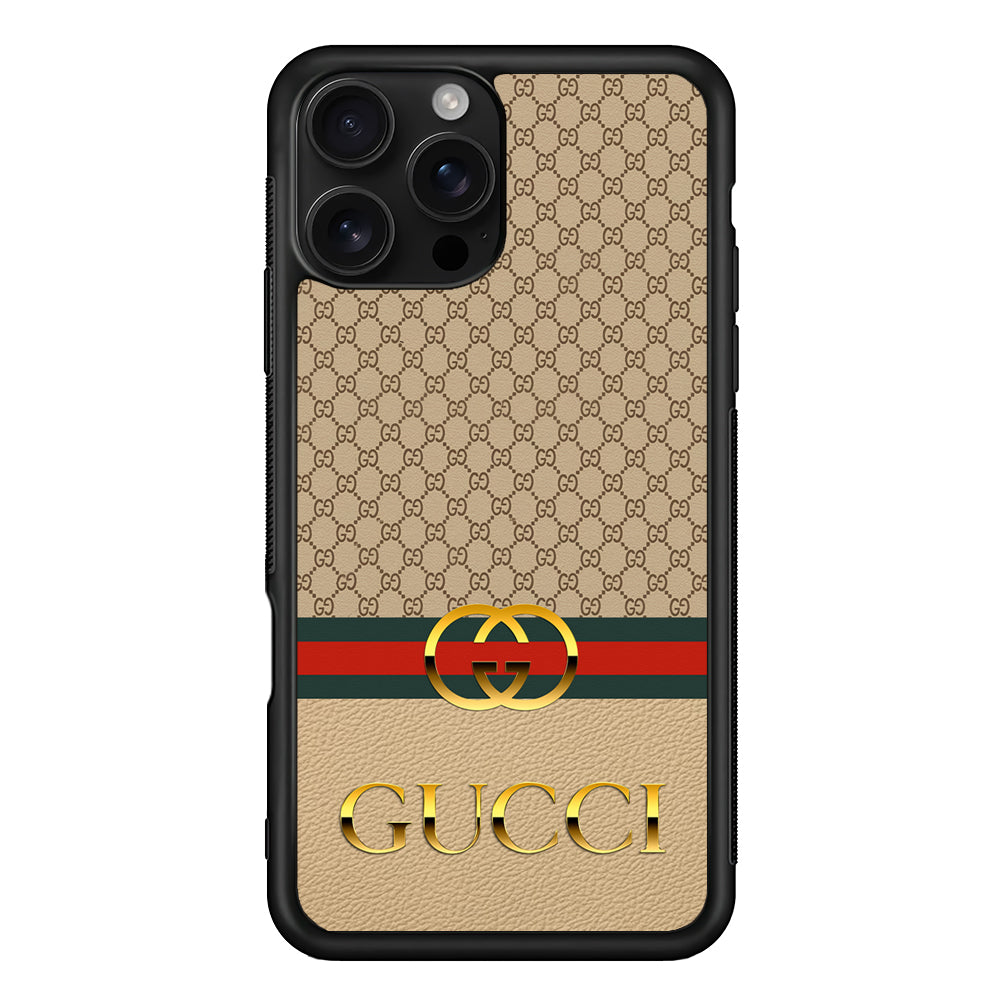 Gucci Gold Clasp iPhone 16 Pro Case | Slim Rubber Case for iPhone 16 Pro