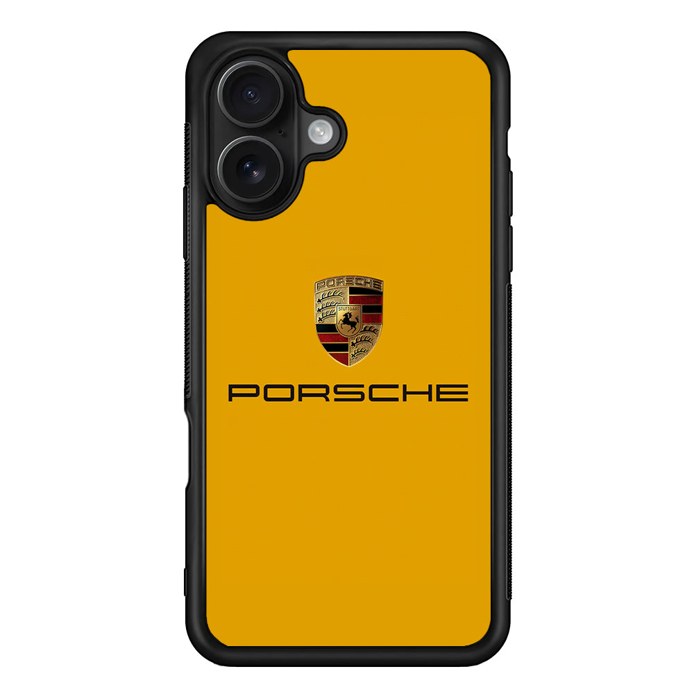 Porsche Car Logo Yellow iPhone 16 Case | Slim Rubber Case for iPhone 16