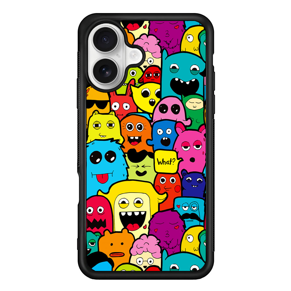 Monster Doodle Funny and Spooky iPhone 16 Plus Case | Durable Protective Rubber Cover