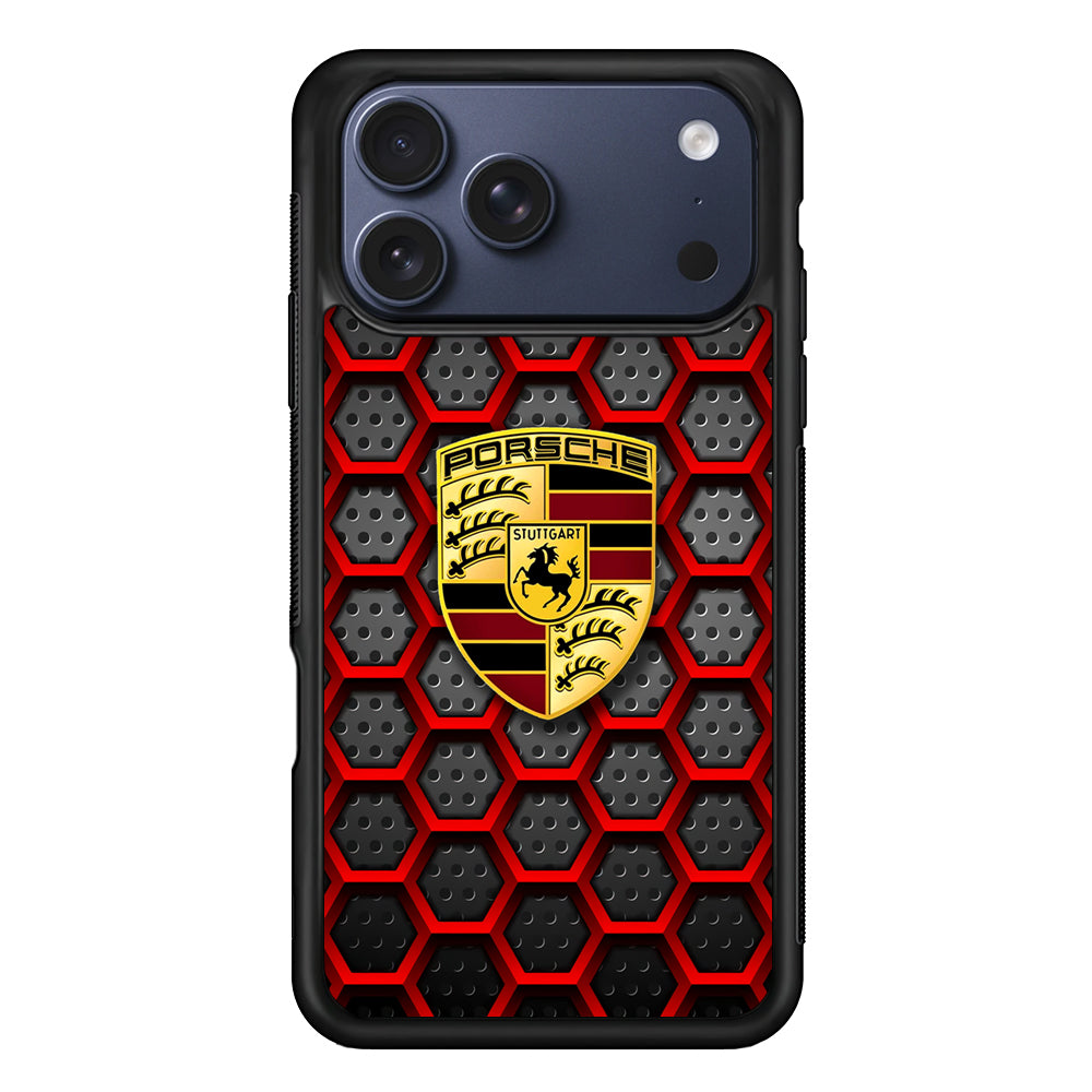 Porsche Red Hexagon iPhone 17 Pro Max Case | Durable Rubber Case for iPhone 17 Pro Max