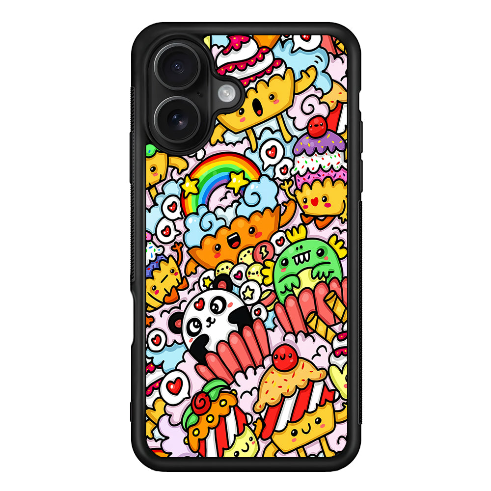 Kawaii Cupcake Graffiti Doodles iPhone 16 Case - Oxvistore