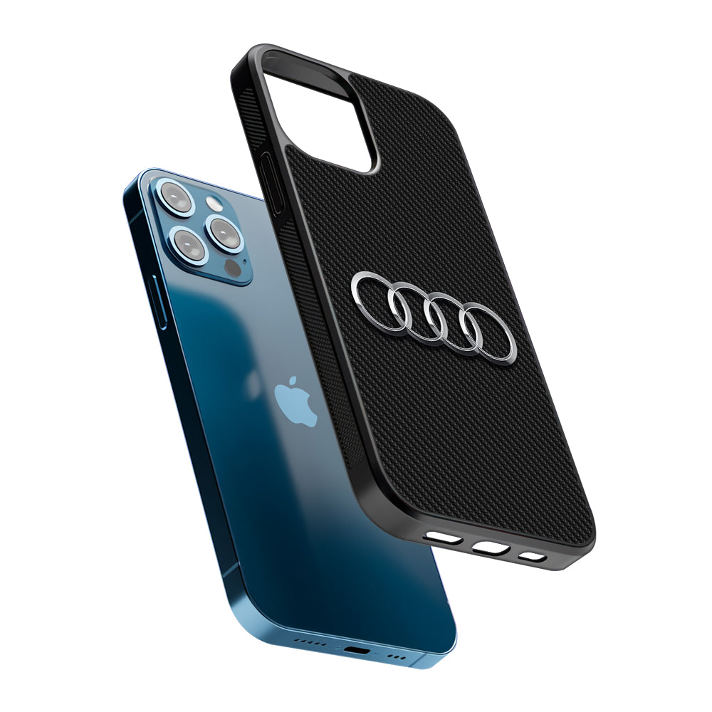 Audi Metal Against a Dark Carbon 2D Rubber Phone Case | Durable Phone Case