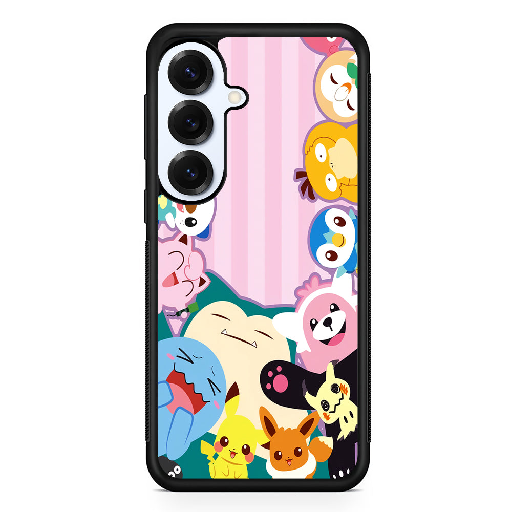 Aesthetic Pokemon Pink Stripe Samsung Galaxy S25 Plus Case | Slim Rubber Cover for Samsung Galaxy S25 Plus