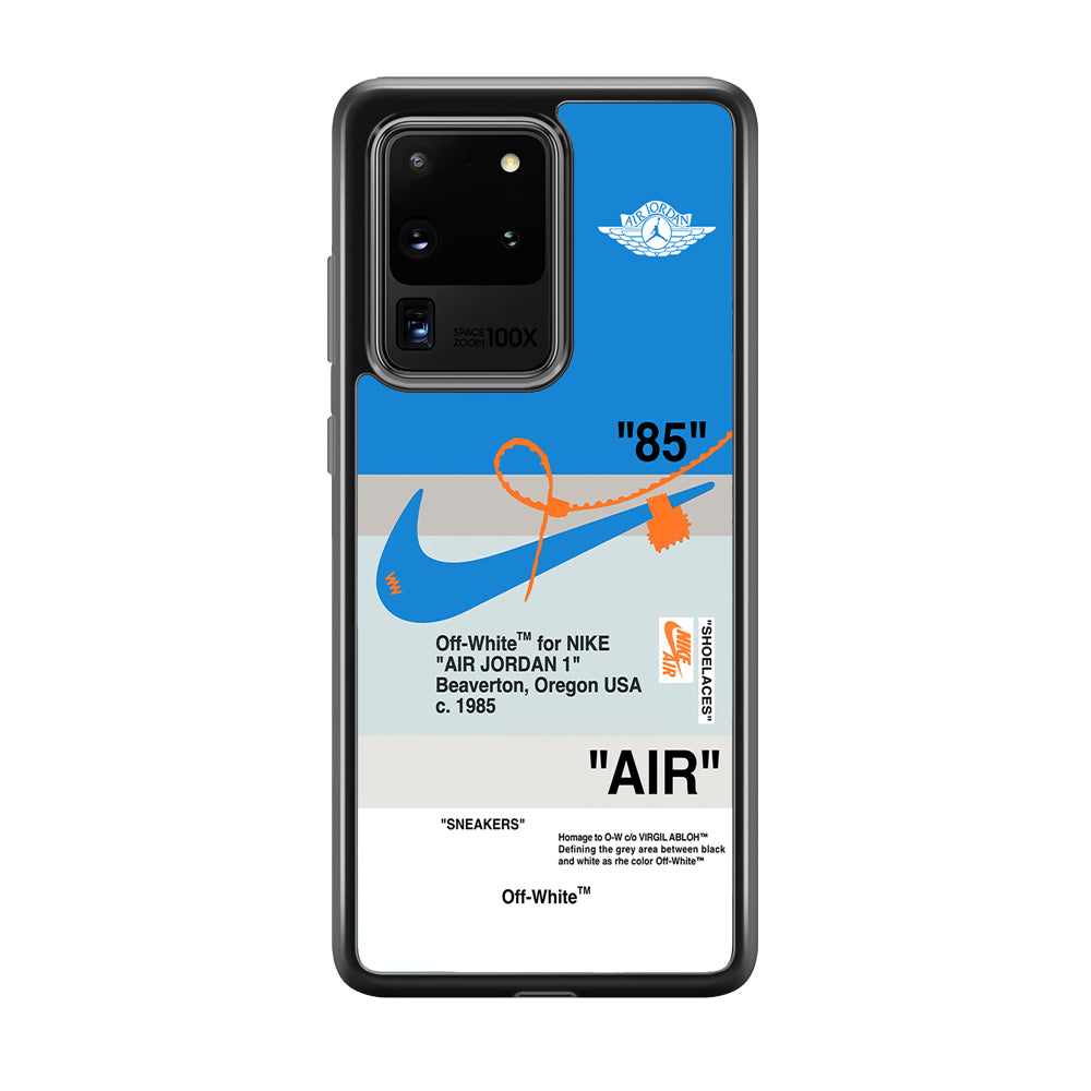 Off White x Nike Air Jordan Blue Samsung Galaxy S20 Ultra Case | Slim Rubber Case for Samsung Galaxy S20 Ultra