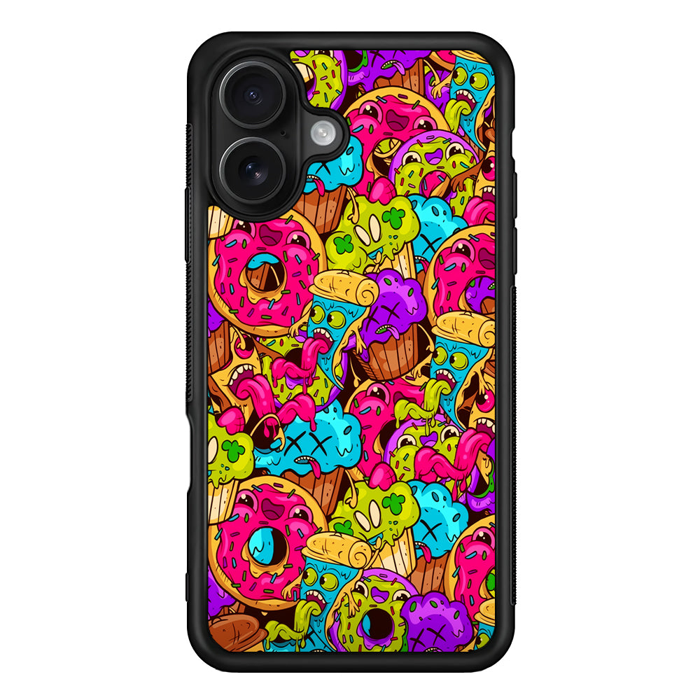 Cartoon Food Monster Doodle iPhone 16 Case - Oxvistore