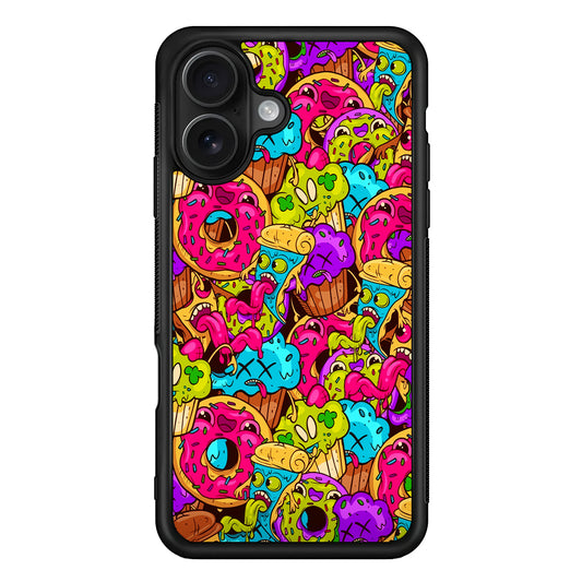 Cartoon Food Monster Doodle iPhone 16 Case - Oxvistore