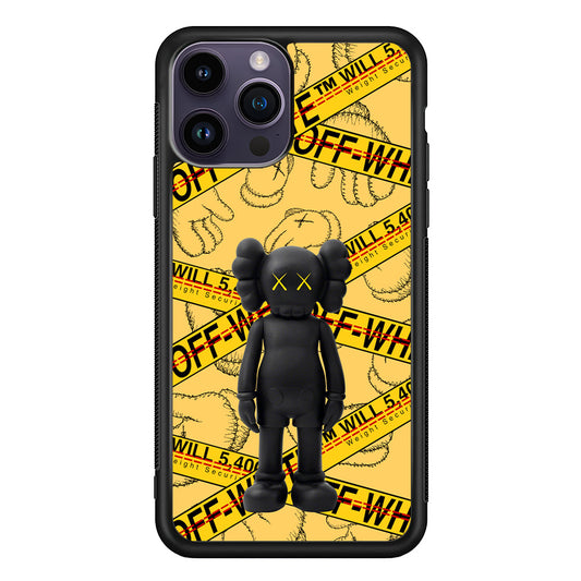 Kaws x Off White Yellow Belt iPhone 14 Pro Max Case | Slim Rubber Case for iPhone 14 Pro Max