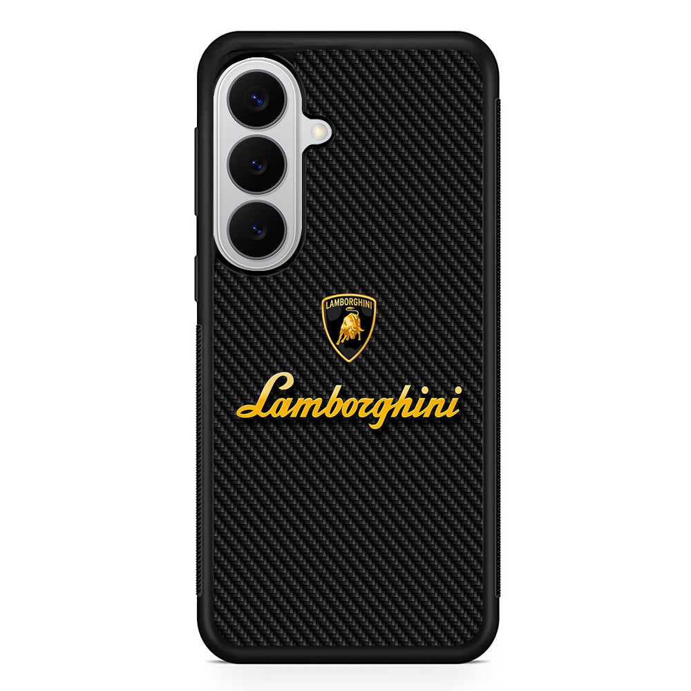 Lamborghini Black Carbon Logo Samsung Galaxy S26 Case | Slim Rubber Case for Samsung Galaxy S26