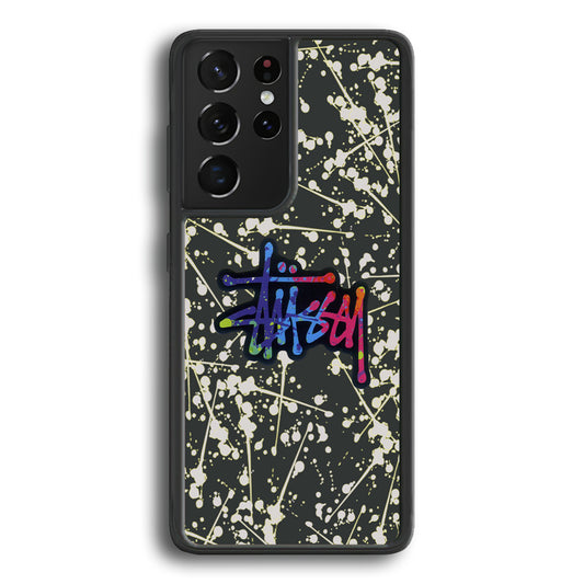 Stussy Splash Grey Samsung Galaxy S22 Ultra Case | Slim Rubber Case for Samsung Galaxy S22 Ultra