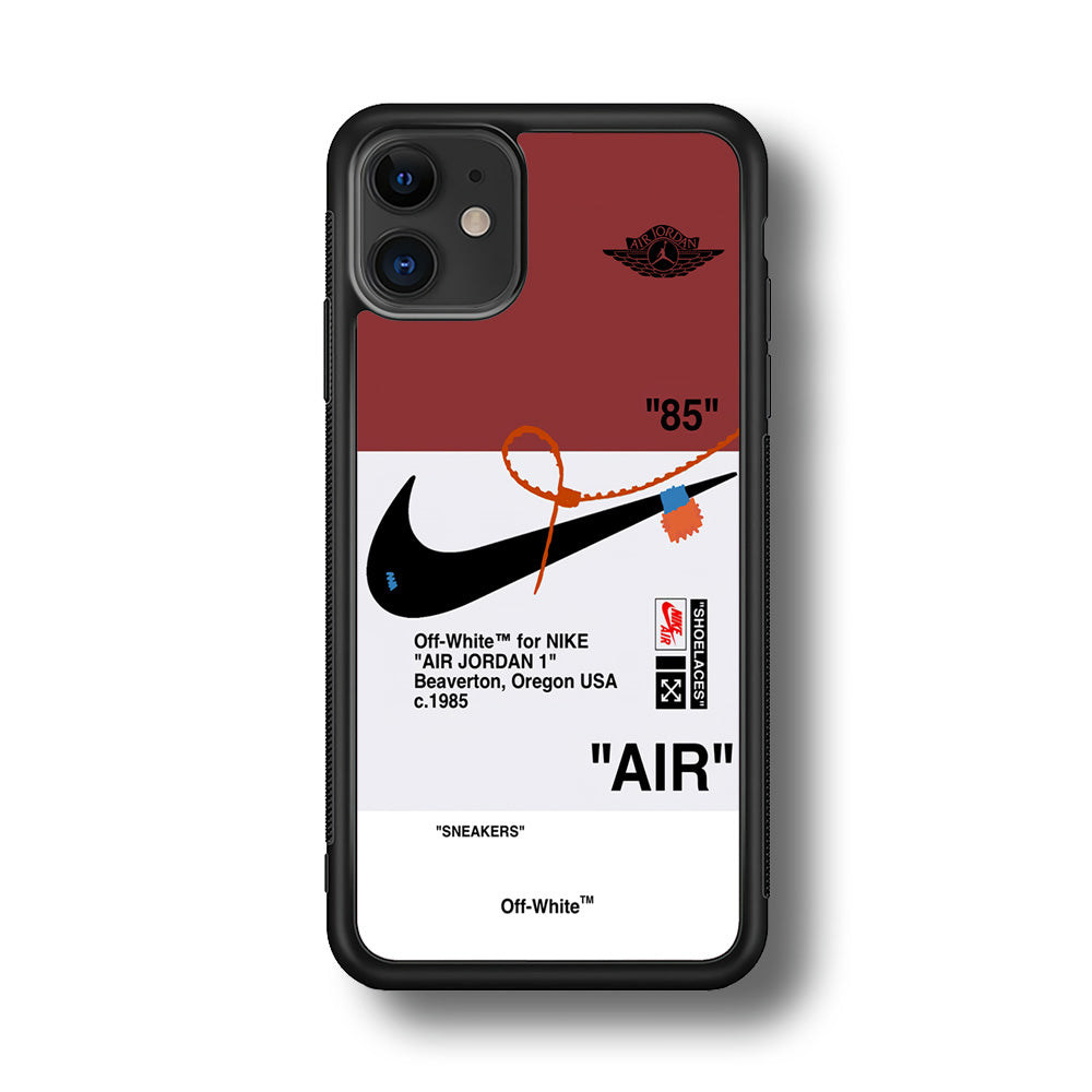 Off White x Nike Air Jordan Red iPhone 12 Case | Slim Rubber Case for iPhone 12