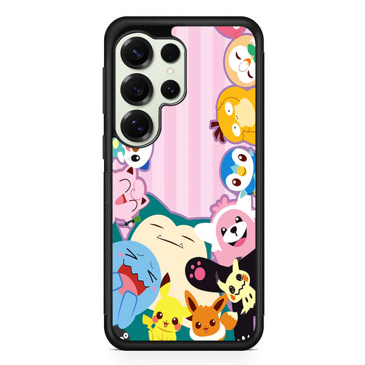 Aesthetic Pokemon Pink Stripe Samsung Galaxy S25 Ultra Case | Durable Rubber Case for Samsung Galaxy S25 Ultra